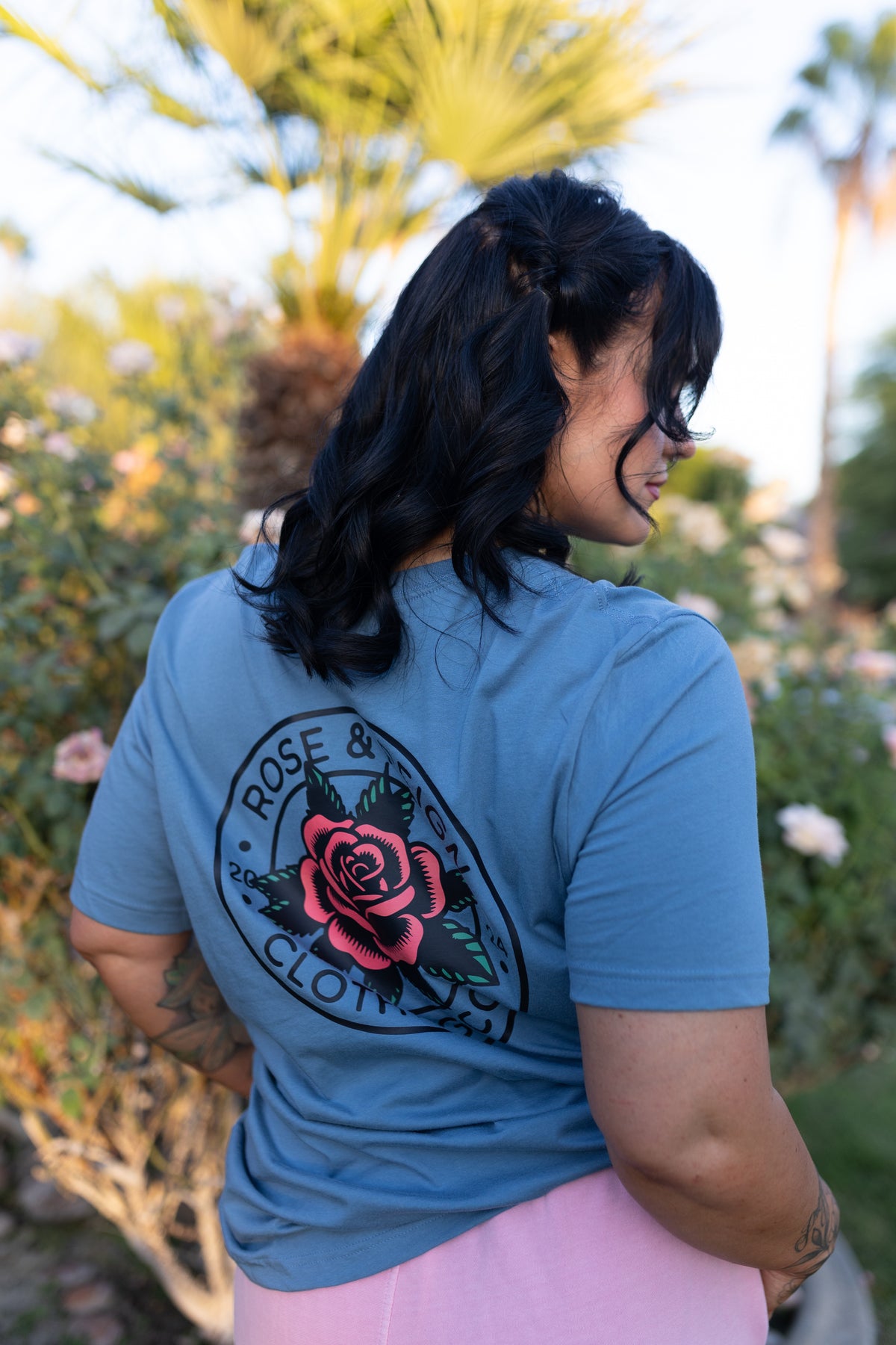 Rose Design in Blue Steel
